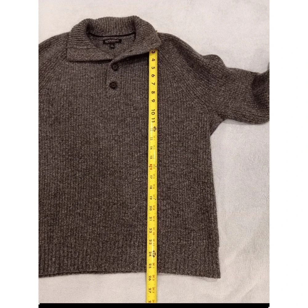 Mens Banana‎ Republic Italian Yarn 4 Button Pullover Sweater Gray Large